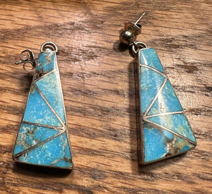 Old Zuni Channel Inlay Turquoise Earrings [SG-064]