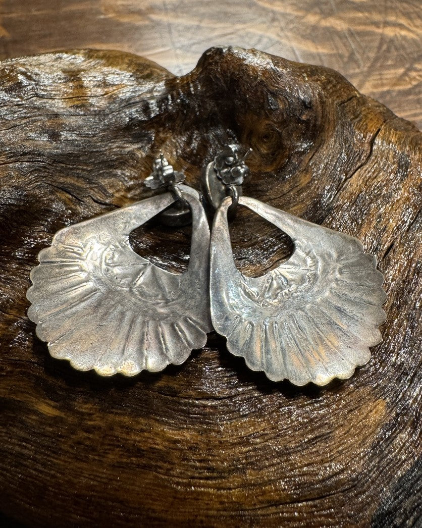 Deep Hand Stamped Earrings With King Man Stones