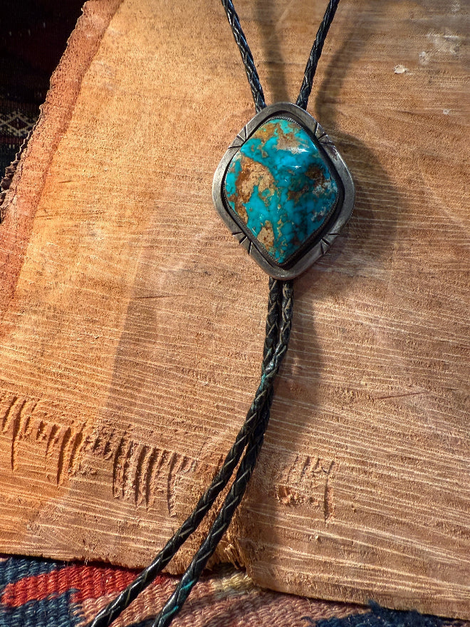Diamond Pendant Turquoise Bolo Tie