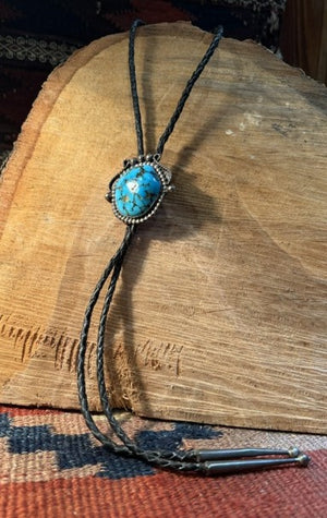 Domed Morenci Turquoise Bolo Tie