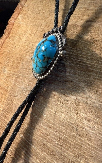 Domed Morenci Turquoise Bolo Tie