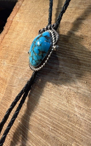 Domed Morenci Turquoise Bolo Tie