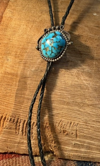 Domed Morenci Turquoise Bolo Tie