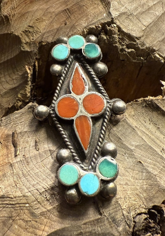 Frank Dishta Turquoise Coral Ring