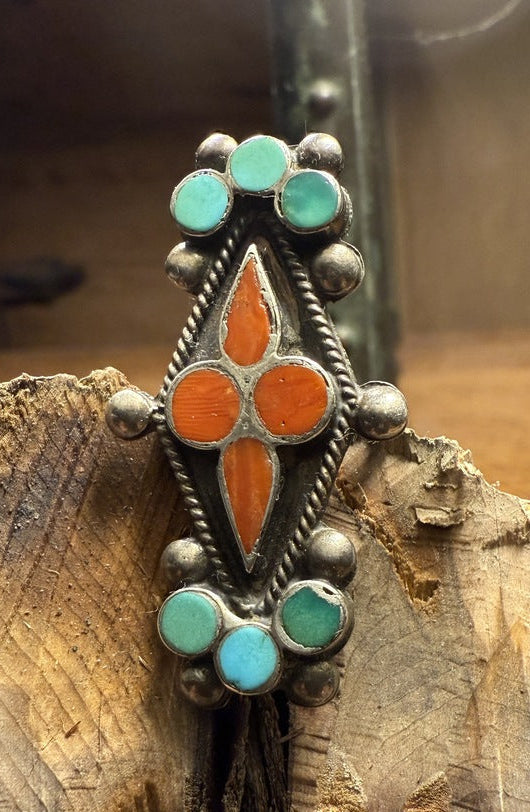 Frank Dishta Turquoise Coral Ring
