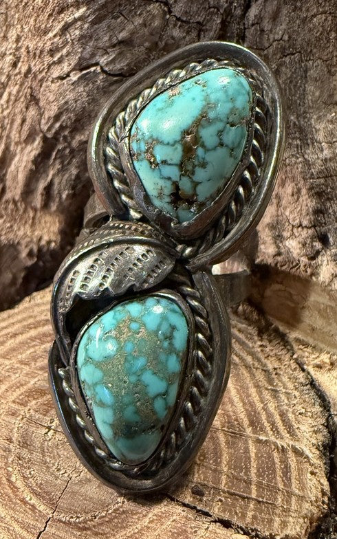 Greenish Web Turquoise Ring