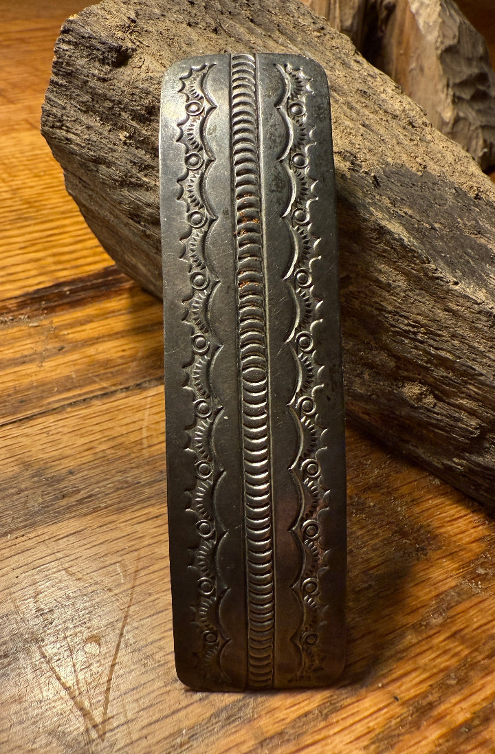 Hand Stamped Silver Barrette