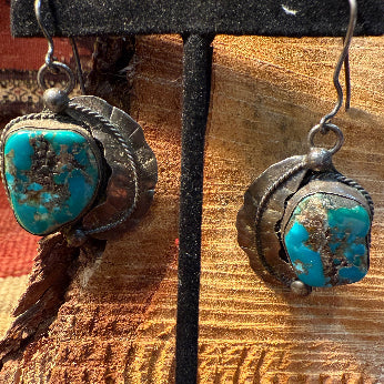 Hoop Back Large Stone Dangler Earrings