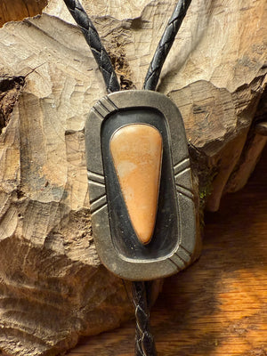 Sterling Silver Bolo Tie With Tan Stone [SG-447]