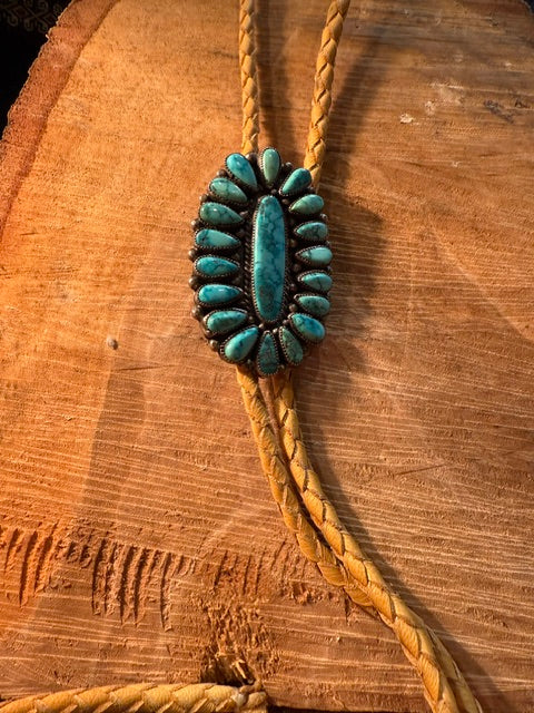 Jonah Wood Turquoise Bolo Tie