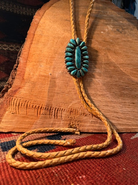 Jonah Wood Turquoise Bolo Tie