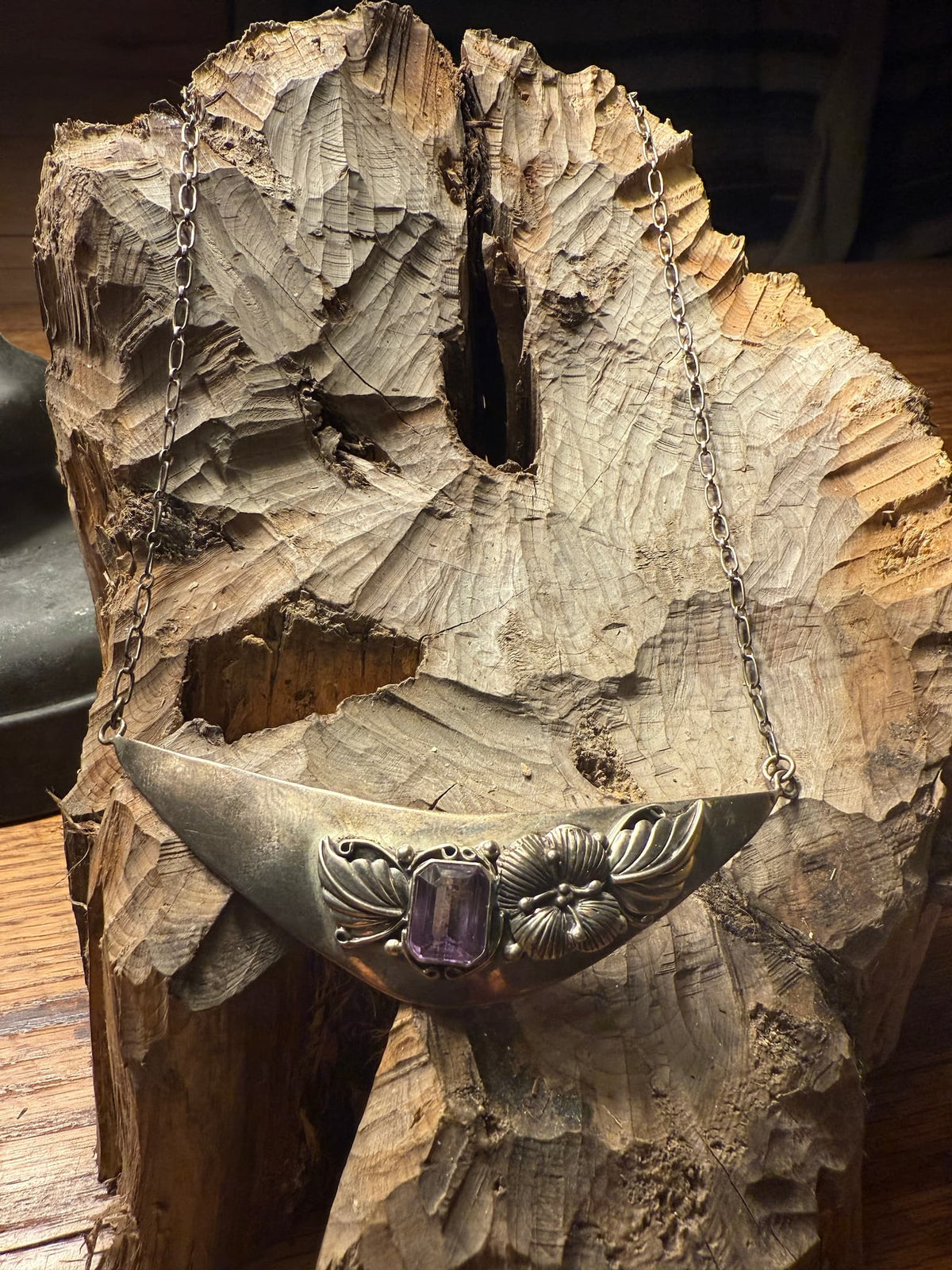 Lavender Amethyst Crescent Bib Necklace