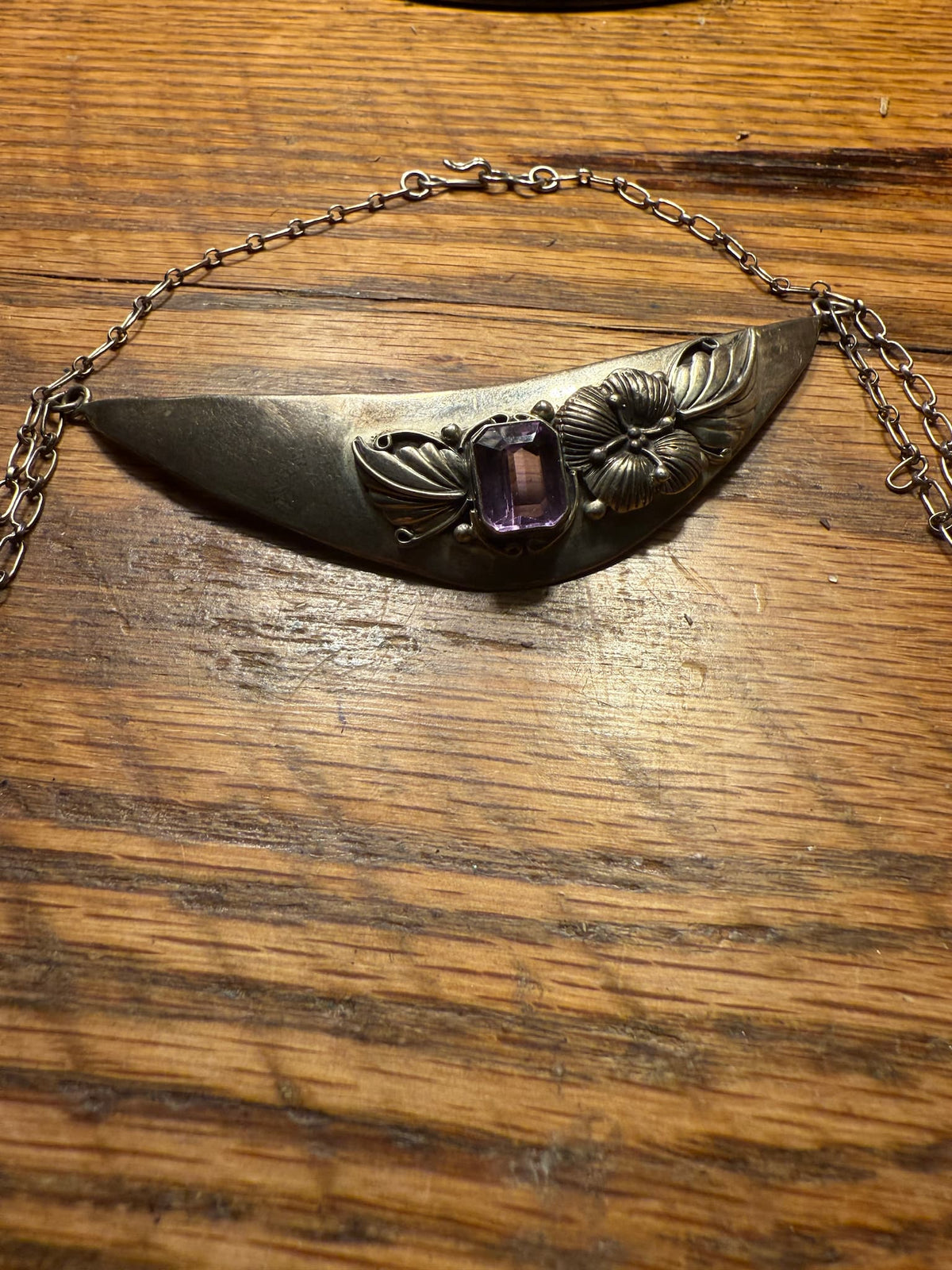 Lavender Amethyst Crescent Bib Necklace
