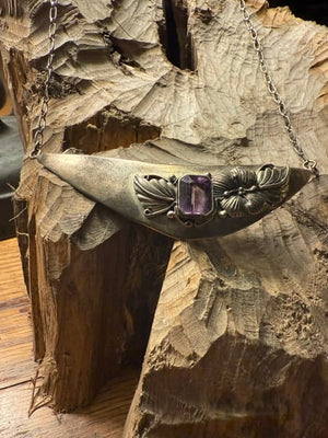 Lavender Amethyst Crescent Bib Necklace