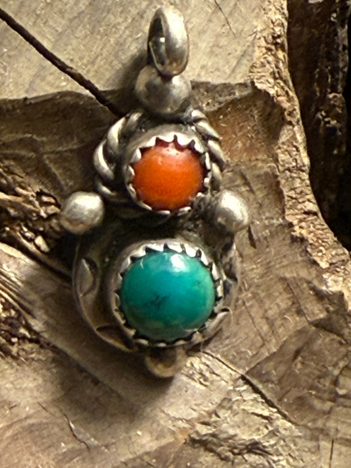 Lia Lynch Turquoise and Coral Pendant