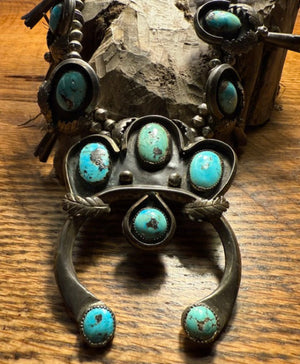 Lyre Shape Naja Squash Blossom Necklace