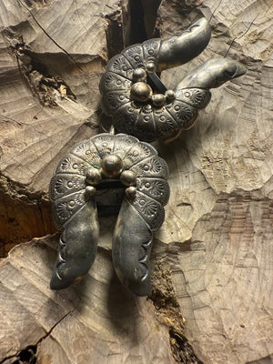 Matching Crescent Silver Belt Buckles