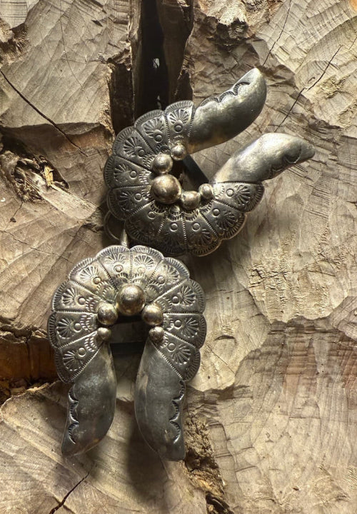 Matching Crescent Silver Belt Buckles