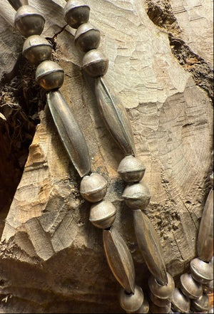 Morenci Stone and Silver Bead Pendant Necklace
