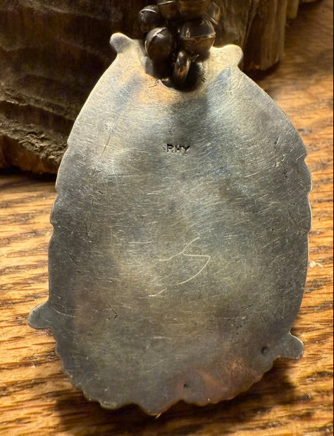 Morenci Stone and Silver Bead Pendant Necklace