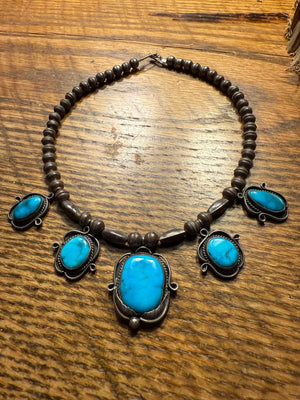 Morenci Turquoise Five-Stone Choker Necklace