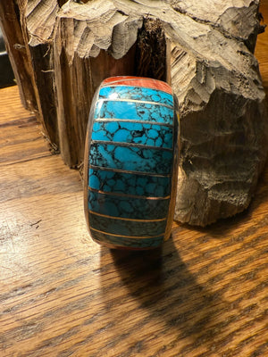 Morenci Turquoise Heavy Silver Channel Inlay Bracelet