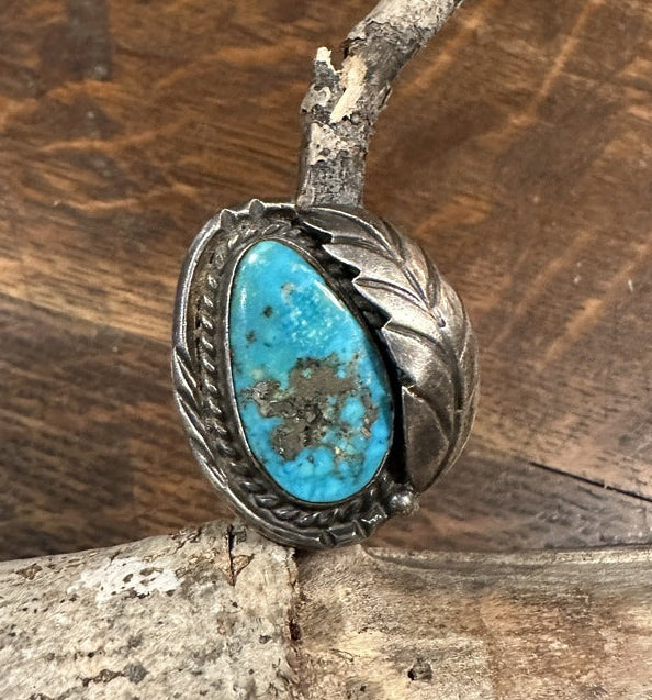 Morenci Turquoise Ring and Silver Leaf