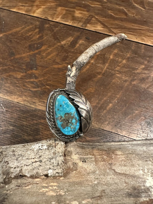 Morenci Turquoise Ring and Silver Leaf