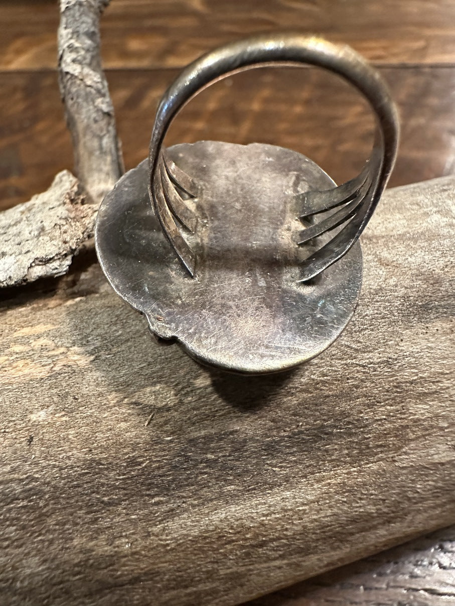 Morenci Turquoise Ring and Silver Leaf | Native American