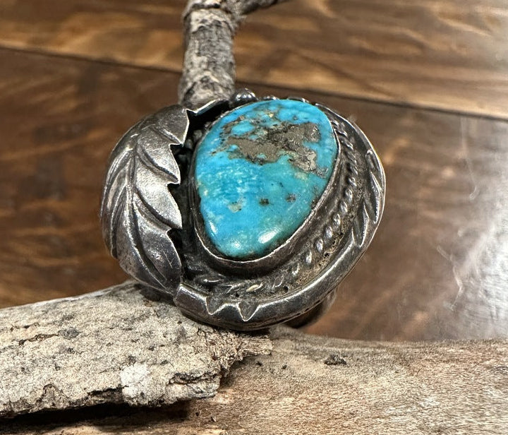 Morenci Turquoise Ring and Silver Leaf
