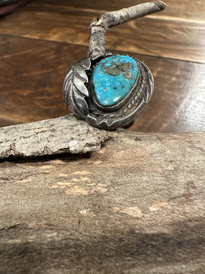 Morenci Turquoise Ring and Silver Leaf