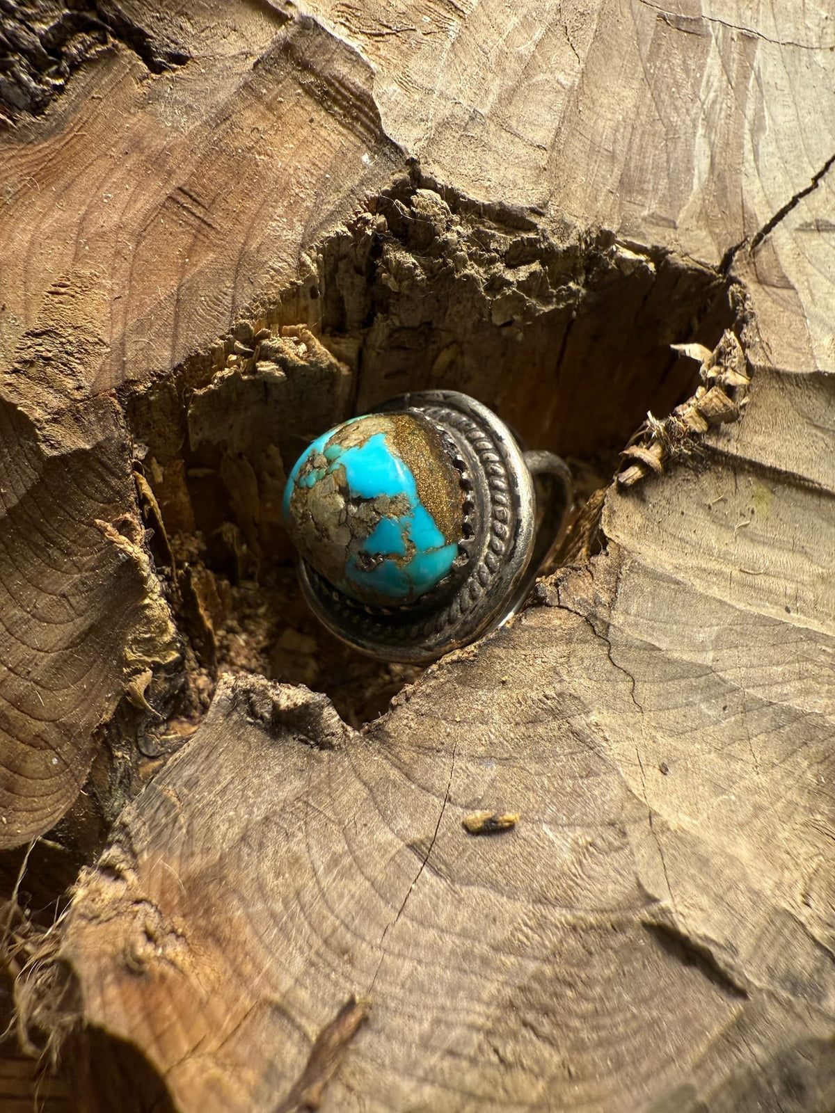 Morenci Turquoise Ring with Pyrite Matrix