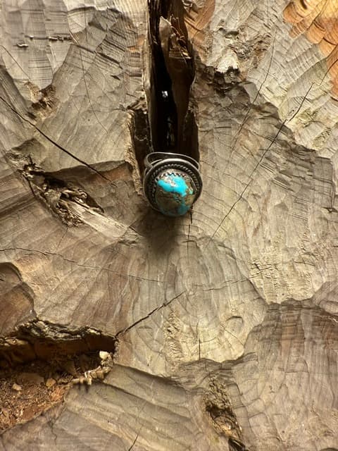 Morenci Turquoise Ring with Pyrite Matrix