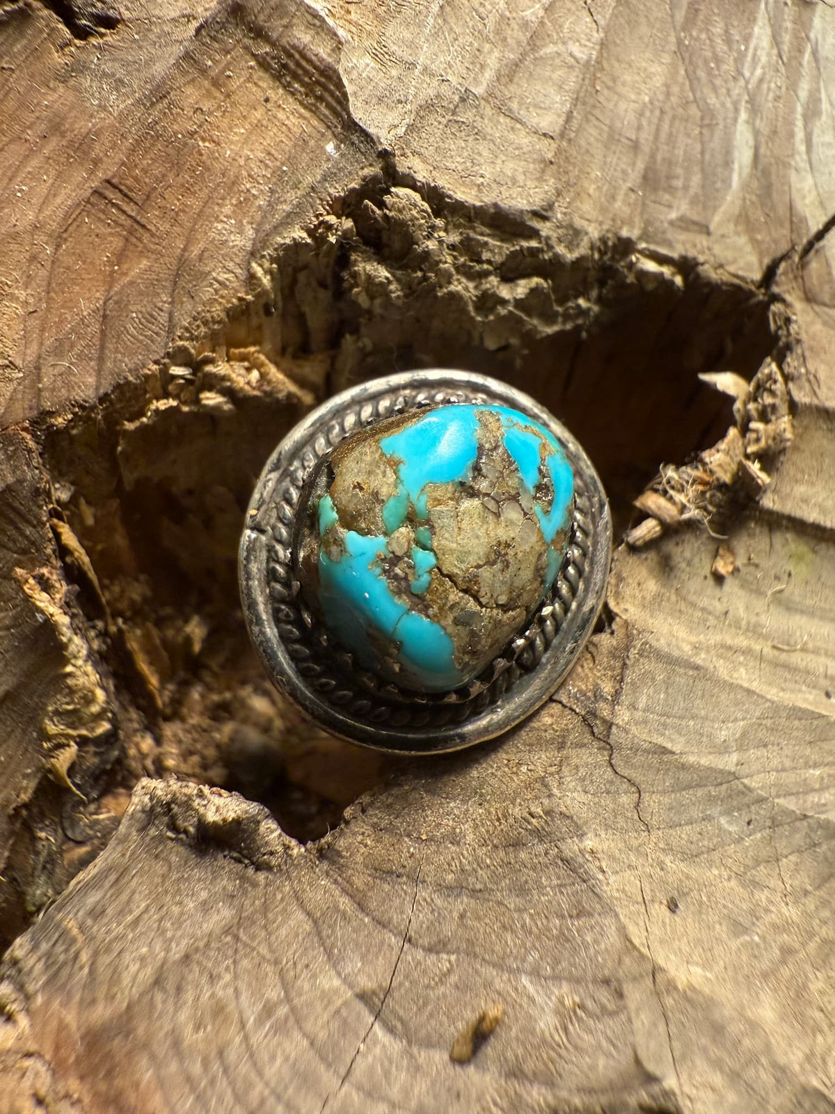 Morenci Turquoise Ring with Pyrite Matrix