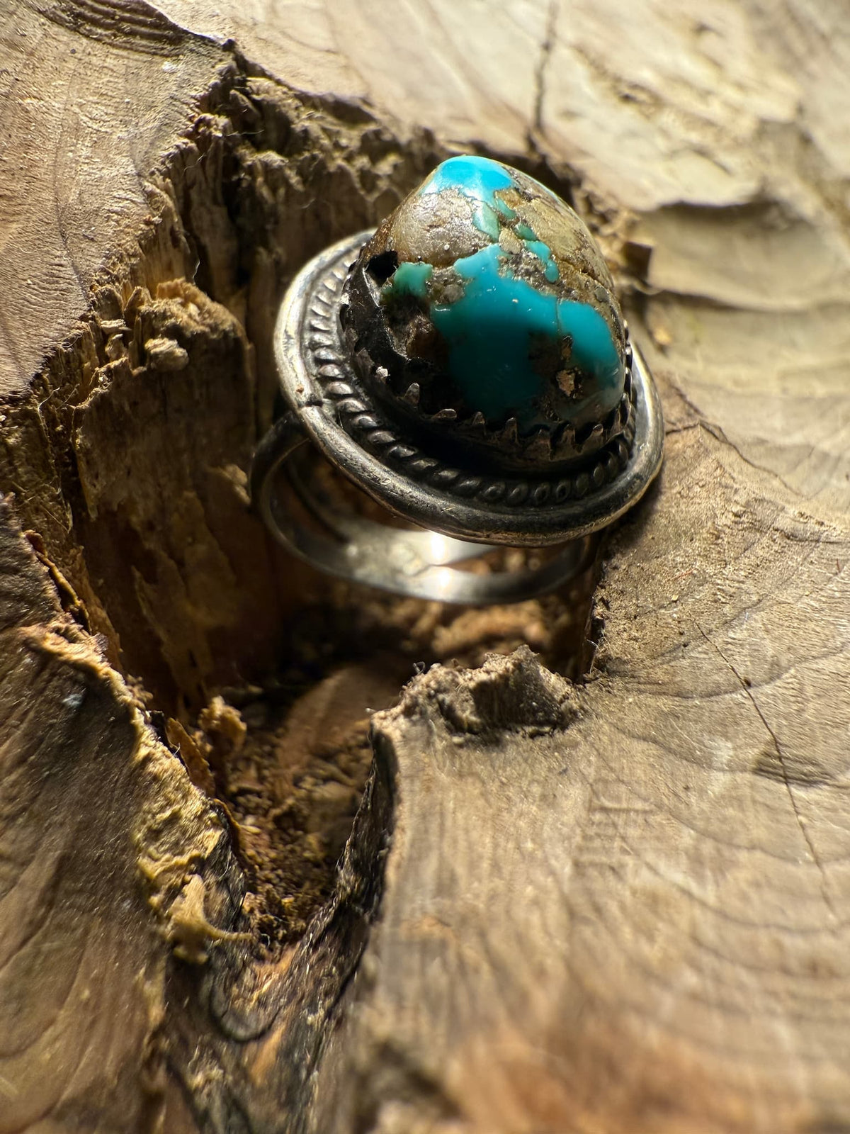 Morenci Turquoise Ring with Pyrite Matrix