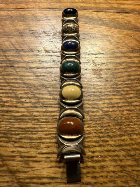 Multi-Stone Cabochon Link Bracelet