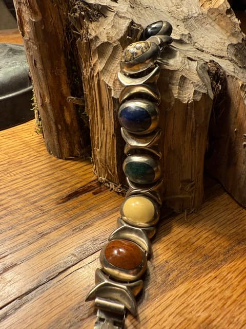 Multi-Stone Cabochon Link Bracelet
