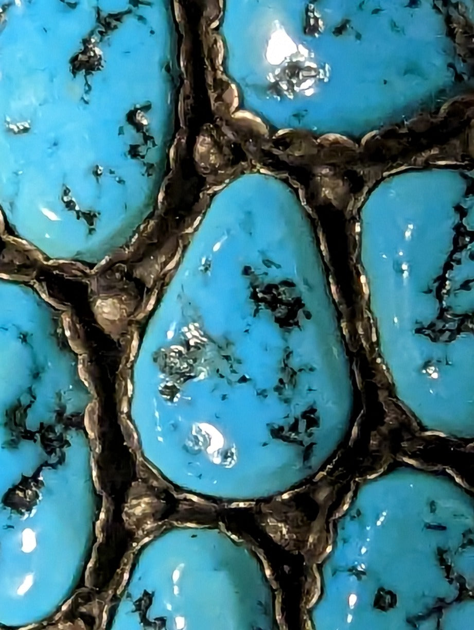 Native American Belt Buckle, Turquoise and Silver