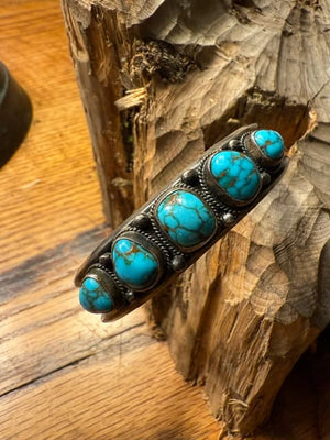 Nevada Blue Five Stone Turquoise Bracelet