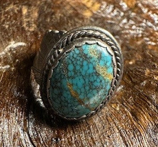 Number Eight Spider Web Turquoise Ring