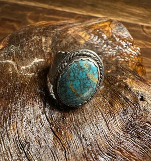 Number Eight Spider Web Turquoise Ring