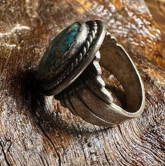 Number Eight Spider Web Turquoise Ring