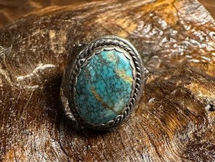 Number Eight Spider Web Turquoise Ring