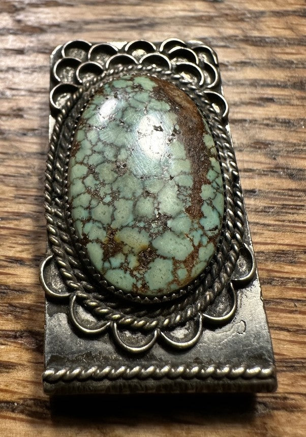 Old Number 8 Green Turquoise Money Clip