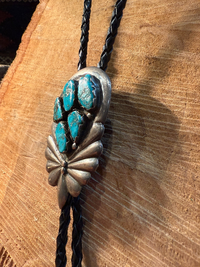 Old Zuni Butterfly Turquoise Bolo Tie
