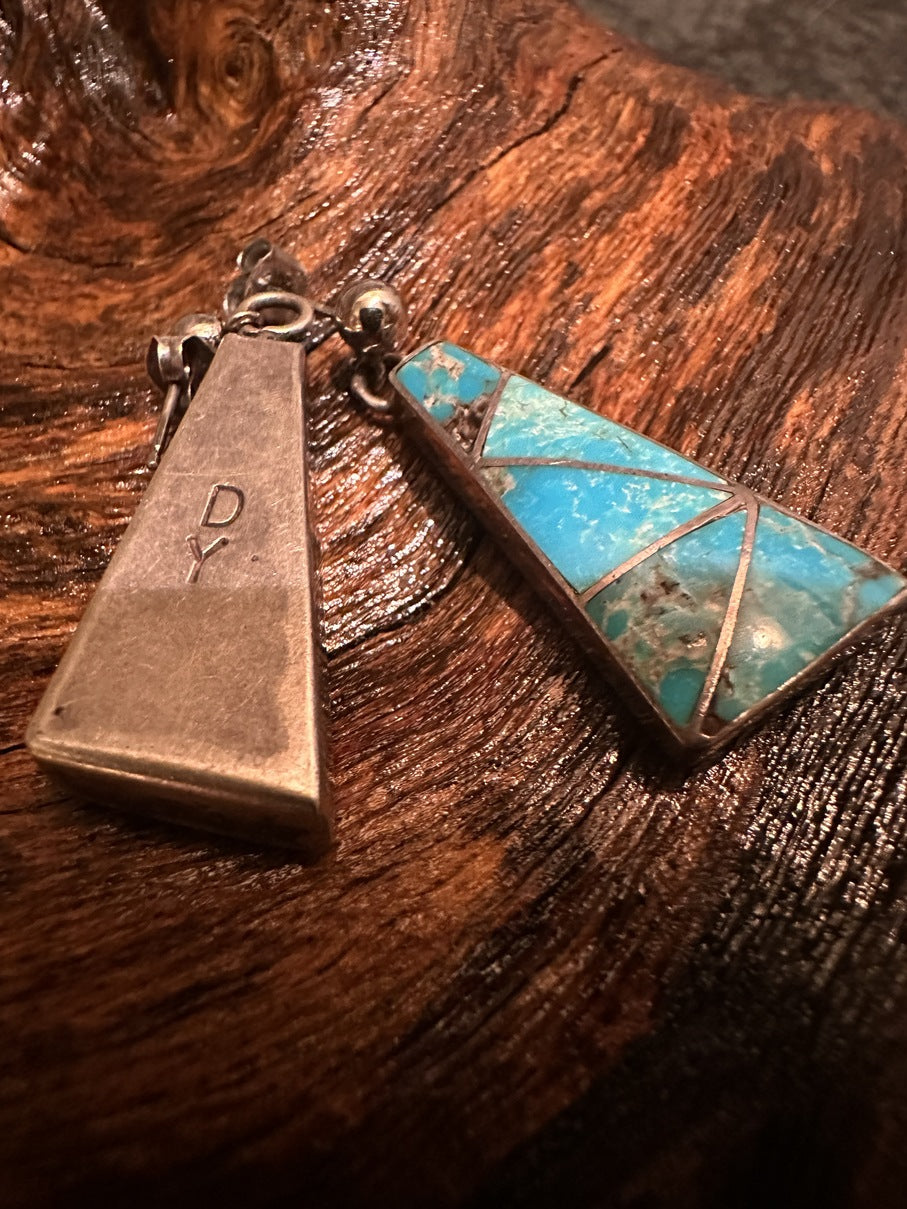Old Zuni Channel Inlay Turquoise Earrings