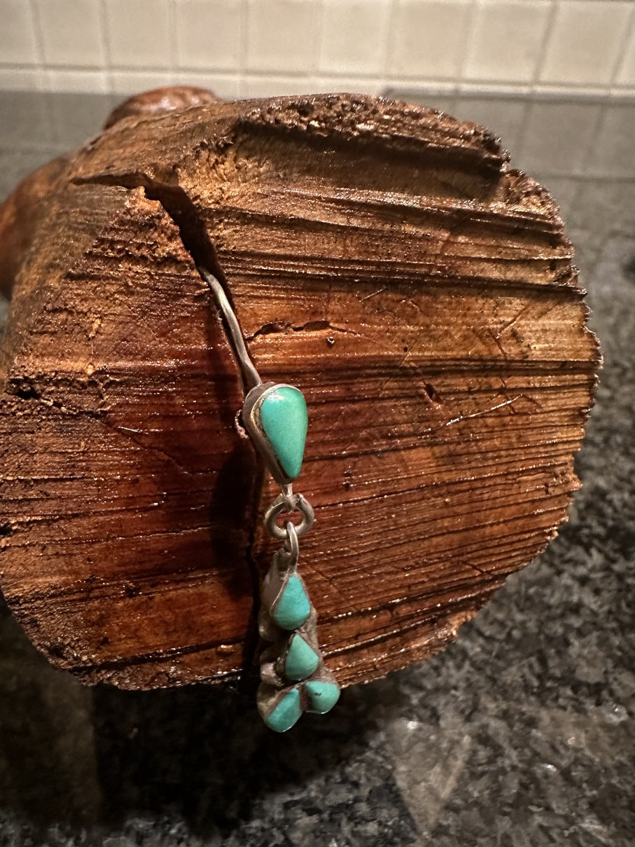 Old Zuni Turquoise Teardrop Earrings