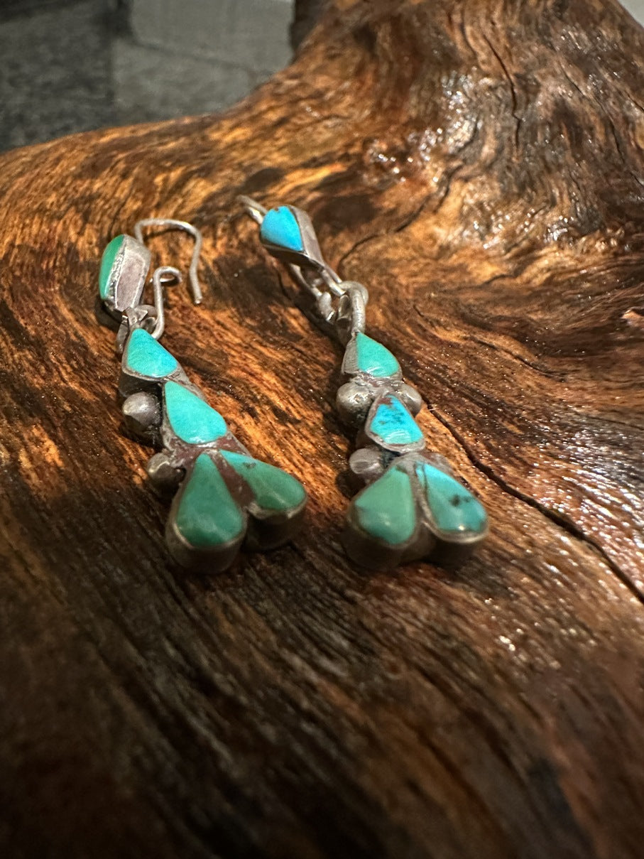 Old Zuni Turquoise Teardrop Earrings