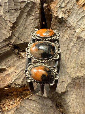 Orange & Black Sterling Silver Bracelet