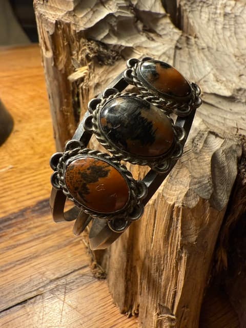 Orange & Black Sterling Silver Bracelet